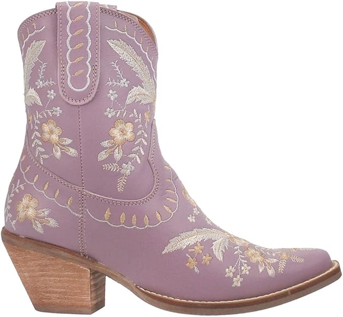 Women's Ankle High Western Boot w/Primrose Floral Embroidery Chunky Mid Heel  (16 colors)