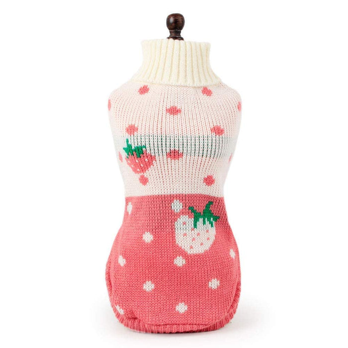 Turtleneck Dog Sweater, Classic Knit Strawberry and Heart Print Winter Pet Clothing  (8 styles)