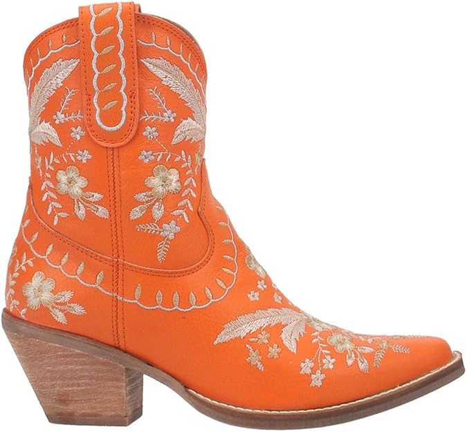 Women's Ankle High Western Boot w/Primrose Floral Embroidery Chunky Mid Heel  (16 colors)