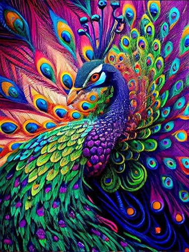 5D Full Drill Diamond Painting Kit For Adults, Kids & Beginners - Colorful Peacock