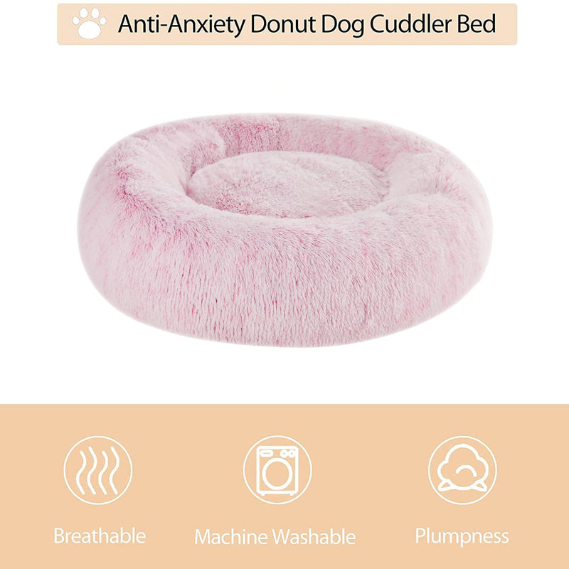 Donut Pet Bed for Small to Large Dogs and Cats, Self-Warming Faux Fur, 6 Sizes  (6 colors)