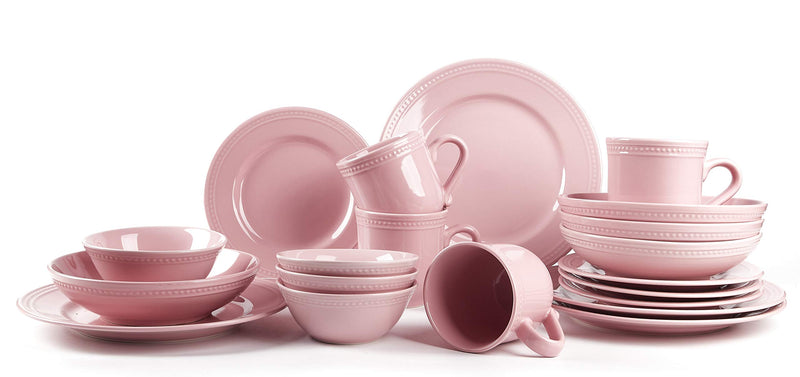 16-Pc Pearl Dots Embossed Stoneware Dinnerware Set, Service for 4  (7 colors)