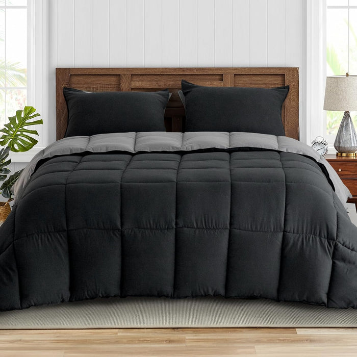 All Season Down Alternative Reversible Quilted Comforter Set w/Shams  (17 colors)