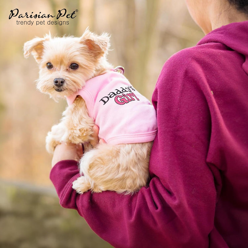 "Daddy's Girl" or "Mommy's Boy" Embroidered Sleeveless Pet T-Shirt Vest, Sizes Small to 5XL or 140lbs, Pink or Blue