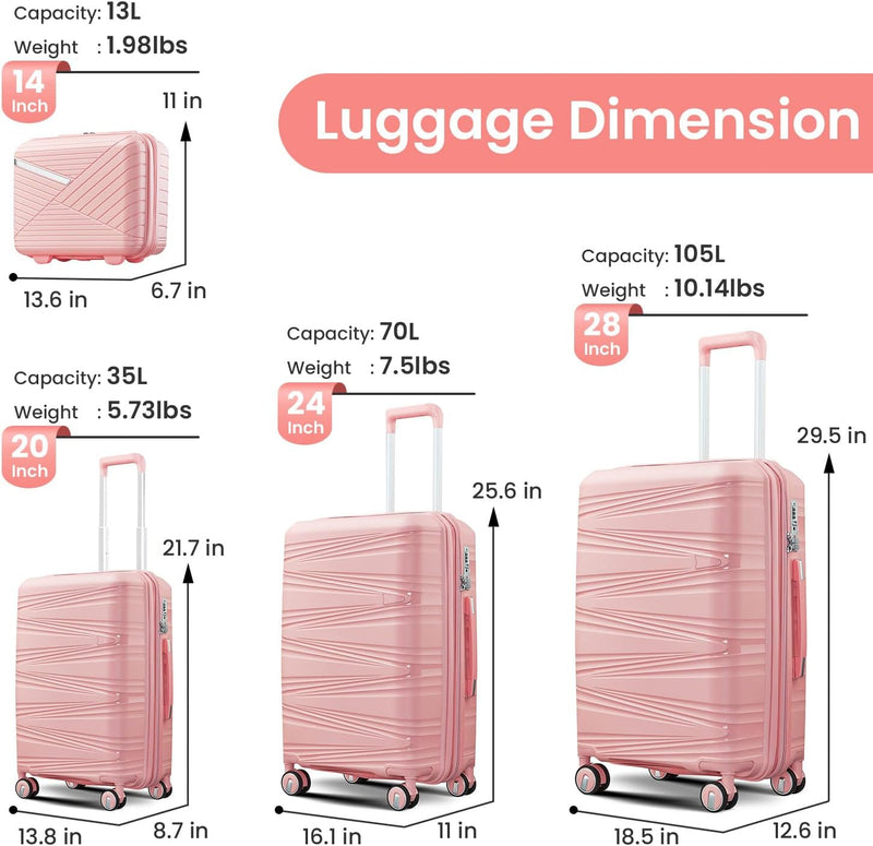4-Piece Hard Shell Expandable Luggage Set w/360° Double Spinner Wheels and TSA Locks  (3 colors)