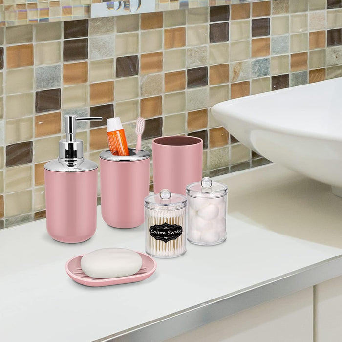 8-Pcs Elegant Bathroom Accessories Set with Labels  (6 colors)