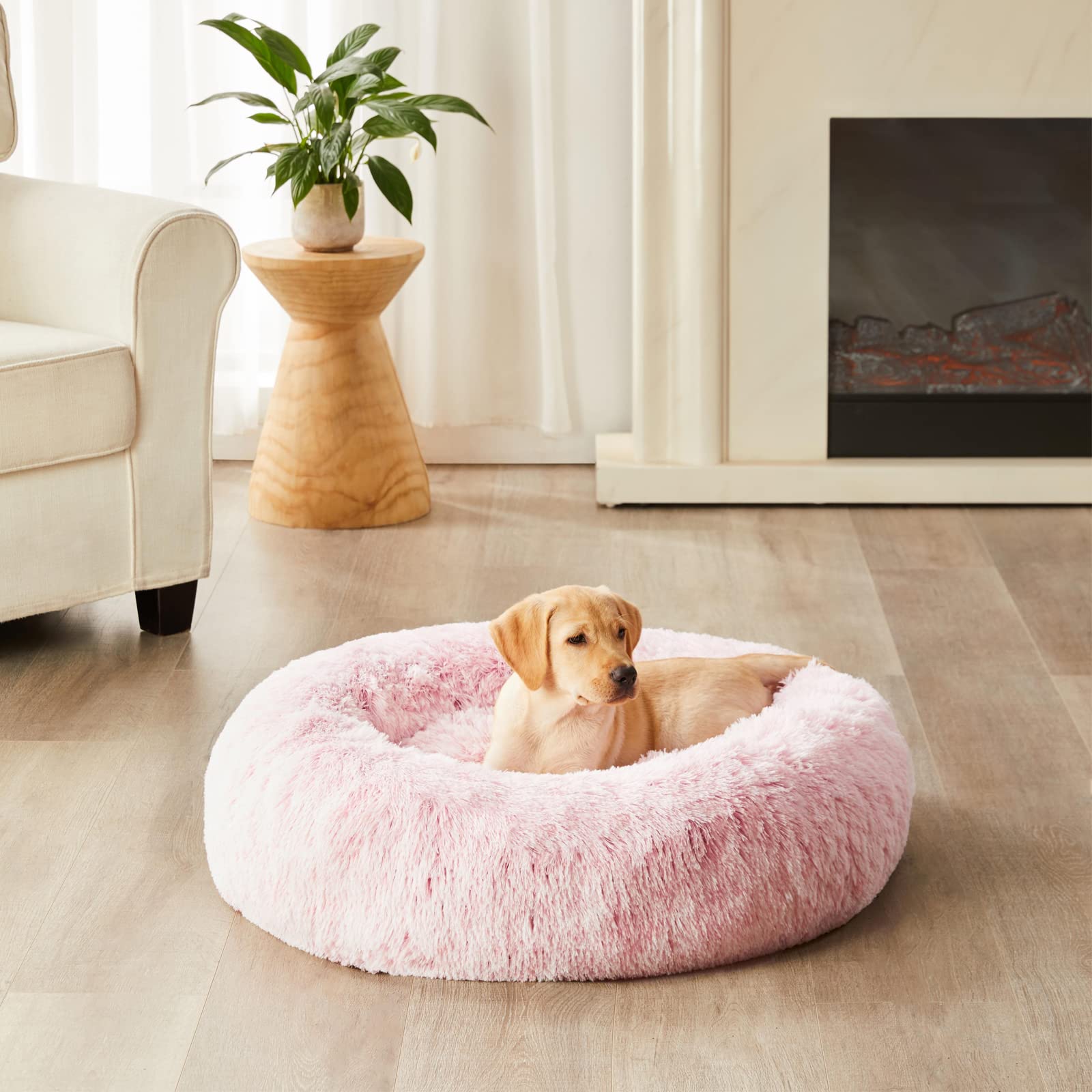 Donut Pet Bed for Small to Large Dogs and Cats, Self-Warming Faux Fur, 6 Sizes  (6 colors)