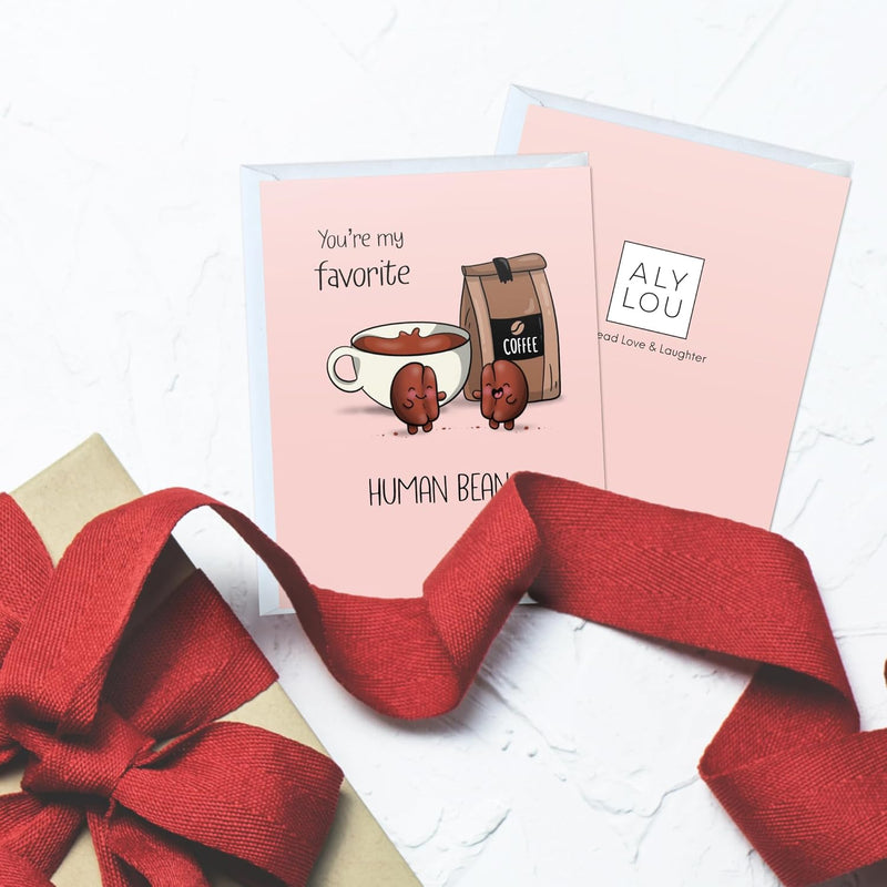 Coffee Themed "You're My Favorite Human Bean" Blank Greeting Card with Envelope