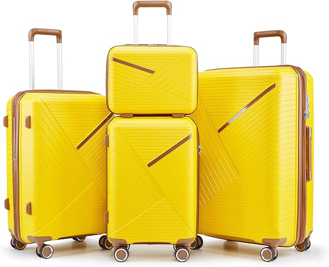 4-Piece Hard Shell Luggage Set, Expandable w/360° Double Spinner Wheels and TSA Locks  (4 colors)