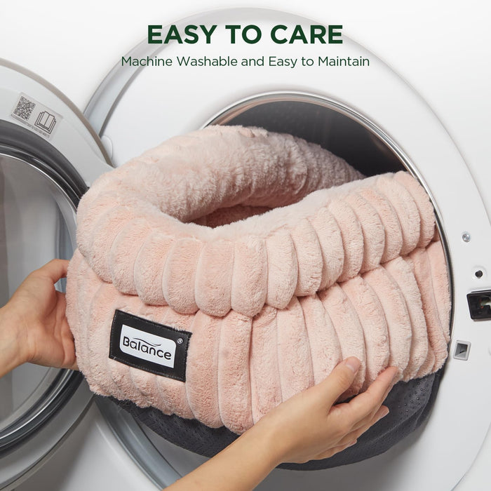 Round Puppy and Cat Bed, Soft Faux Fur w/Non-Slip Bottom  (4 colors)