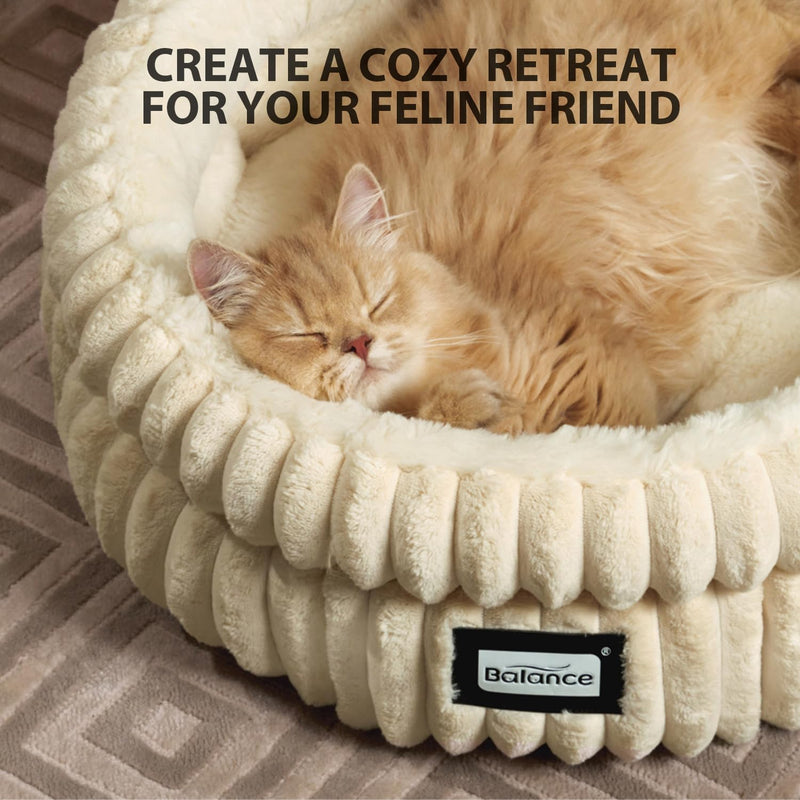 Round Puppy and Cat Bed, Soft Faux Fur w/Non-Slip Bottom  (4 colors)