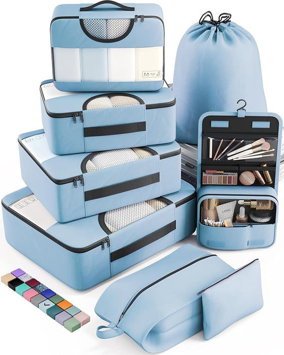 8 Set Packing Cubes for Suitcases and Carry On, Organizers for Travel Essentials  (20 colors)