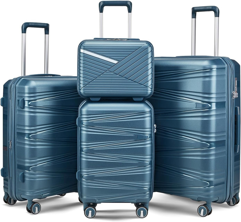 4-Piece Hard Shell Expandable Luggage Set w/360° Double Spinner Wheels and TSA Locks  (3 colors)