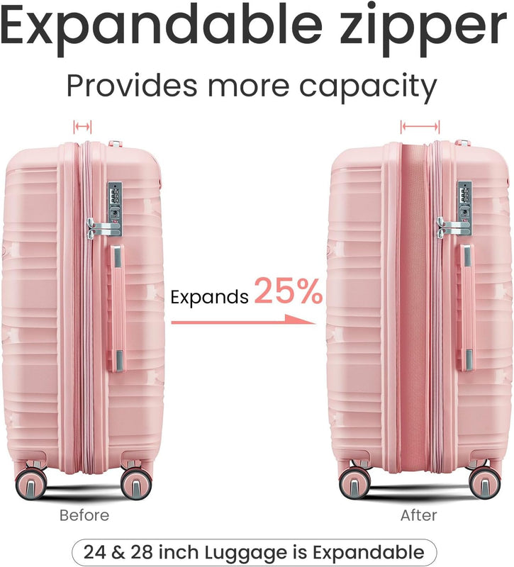 4-Piece Hard Shell Expandable Luggage Set w/360° Double Spinner Wheels and TSA Locks  (3 colors)