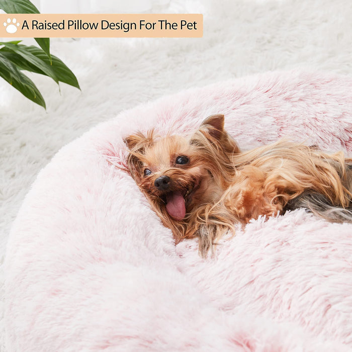 Donut Pet Bed for Small to Large Dogs and Cats, Self-Warming Faux Fur, 6 Sizes  (6 colors)