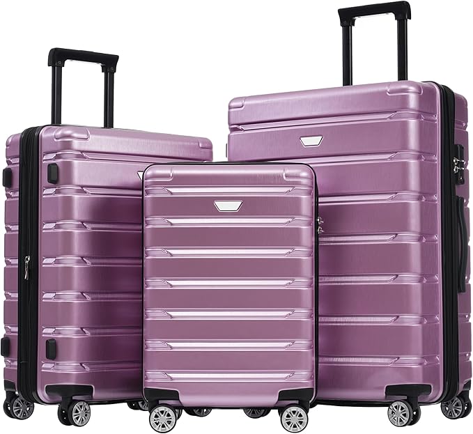3-Pc Hard Shell Suitcase Luggage Set w/Spinner Wheels, Lightweight, TSA Combination Locks  (3 colors)