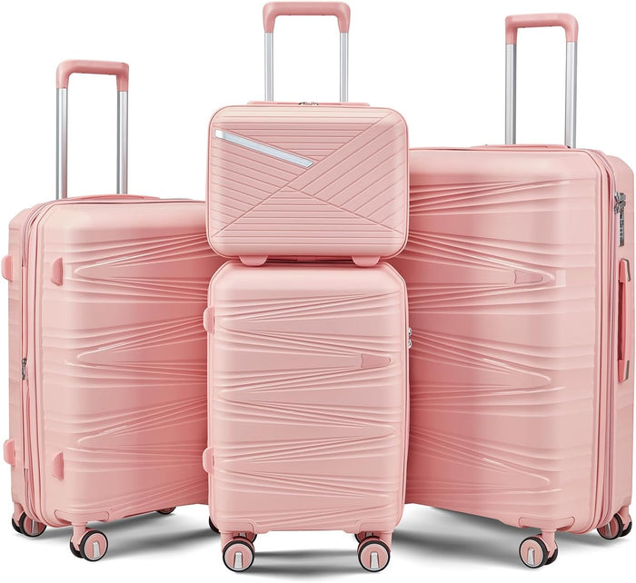 4-Piece Hard Shell Expandable Luggage Set w/360° Double Spinner Wheels and TSA Locks  (3 colors)