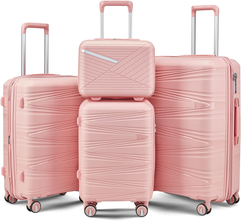 4-Piece Hard Shell Expandable Luggage Set w/360° Double Spinner Wheels and TSA Locks  (3 colors)