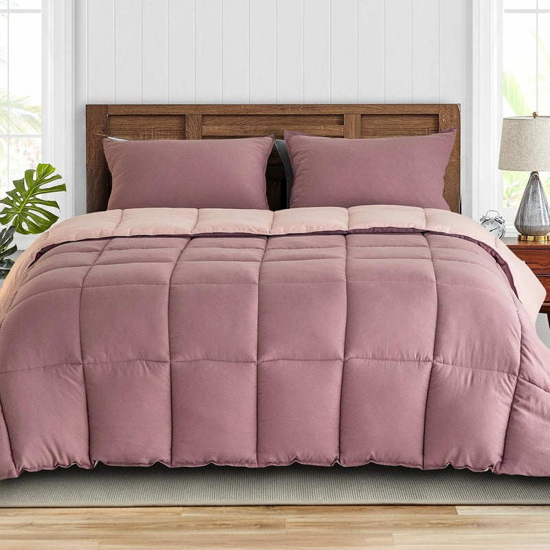 All Season Down Alternative Reversible Quilted Comforter Set w/Shams  (17 colors)