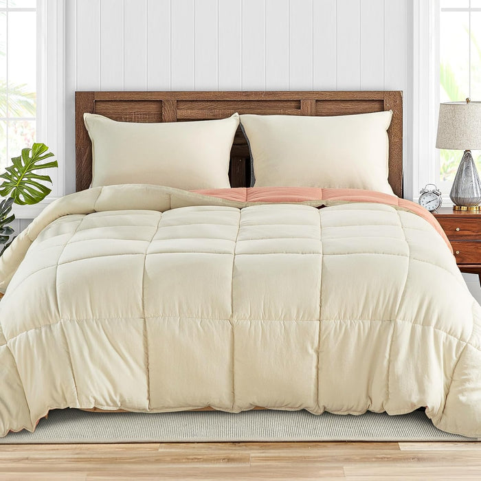 All Season Down Alternative Reversible Quilted Comforter Set w/Shams  (17 colors)