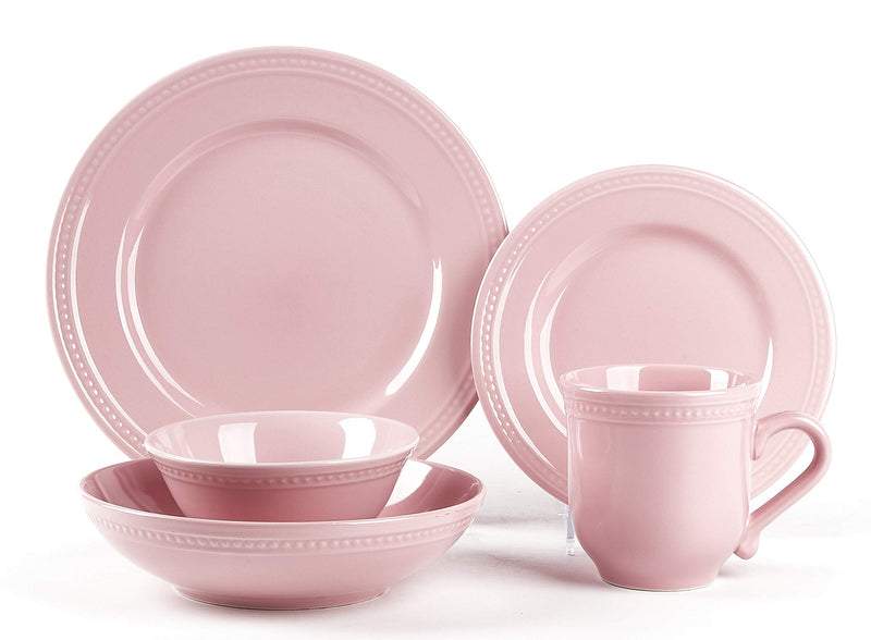 16-Pc Pearl Dots Embossed Stoneware Dinnerware Set, Service for 4  (7 colors)
