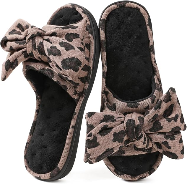 Women's Cute Bowknot Memory Foam Indoor-Outdoor Anti-Skid House Slippers  (8 colors)