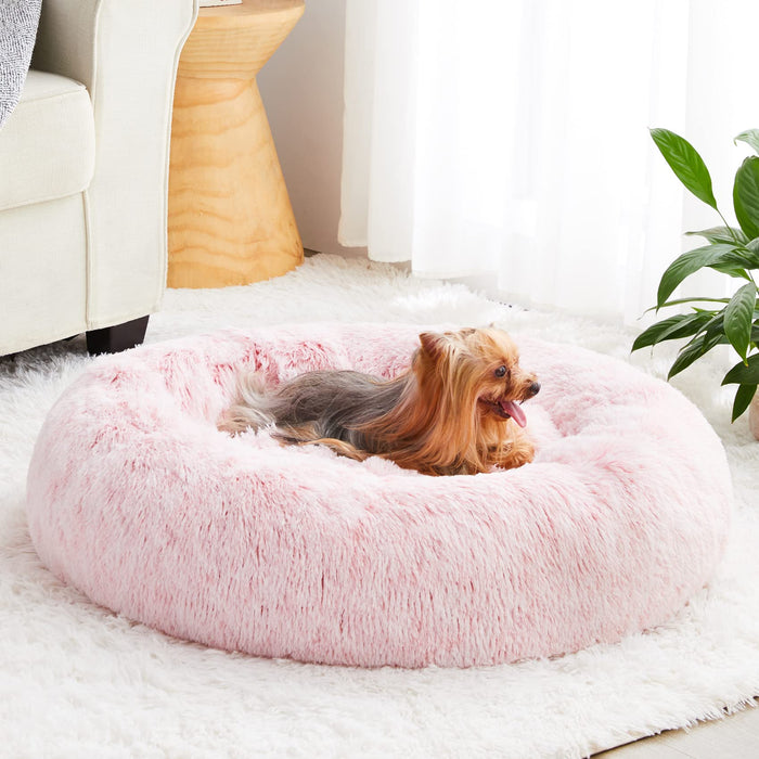 Donut Pet Bed for Small to Large Dogs and Cats, Self-Warming Faux Fur, 6 Sizes  (6 colors)