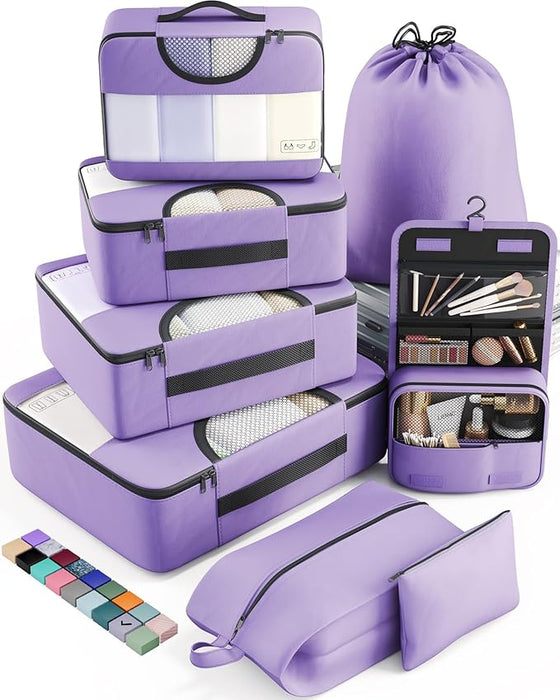8 Set Packing Cubes for Suitcases and Carry On, Organizers for Travel Essentials  (20 colors)