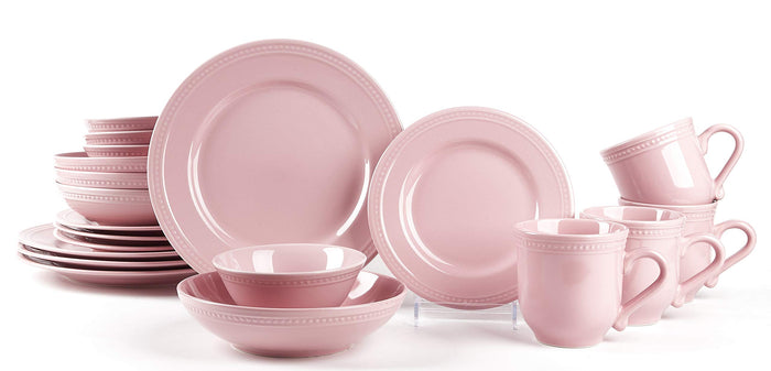 16-Pc Pearl Dots Embossed Stoneware Dinnerware Set, Service for 4  (7 colors)