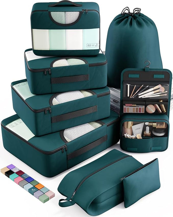 8 Set Packing Cubes for Suitcases and Carry On, Organizers for Travel Essentials  (20 colors)