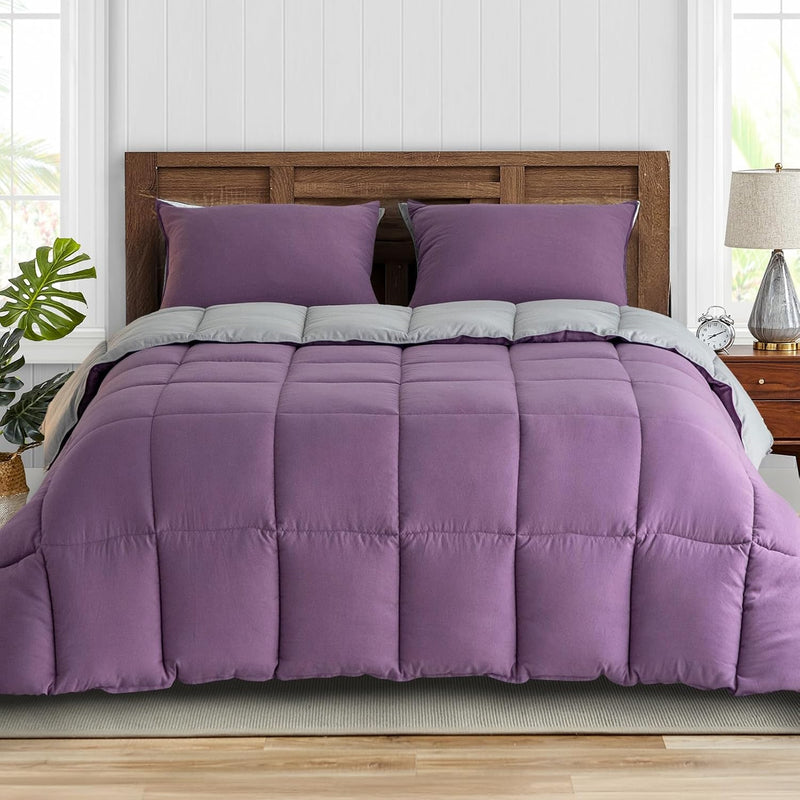 All Season Down Alternative Reversible Quilted Comforter Set w/Shams  (17 colors)