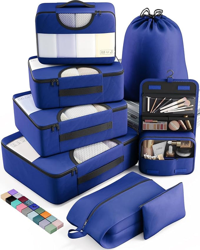 8 Set Packing Cubes for Suitcases and Carry On, Organizers for Travel Essentials  (20 colors)