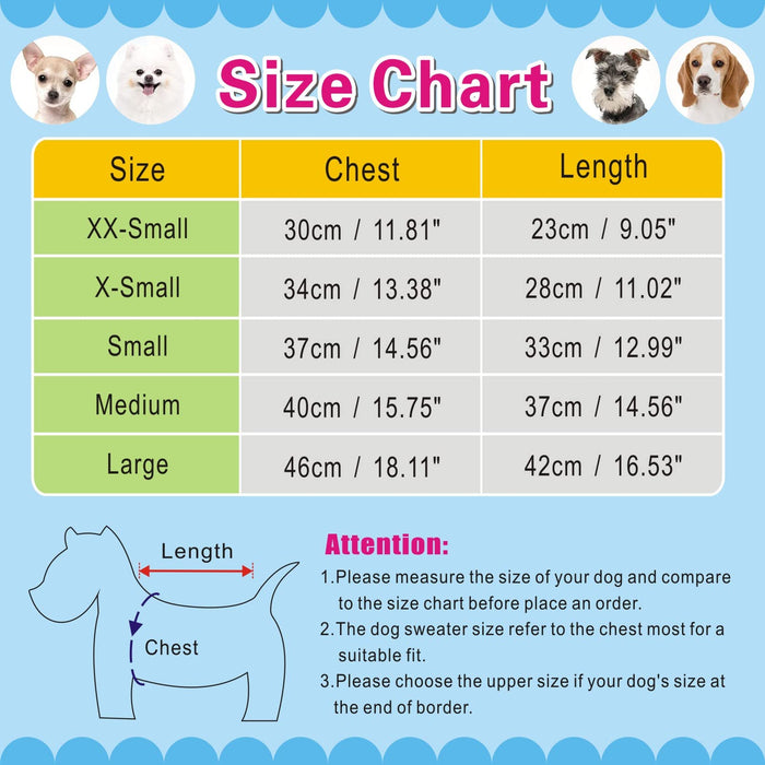 Turtleneck Dog Sweater, Classic Knit Strawberry and Heart Print Winter Pet Clothing  (8 styles)