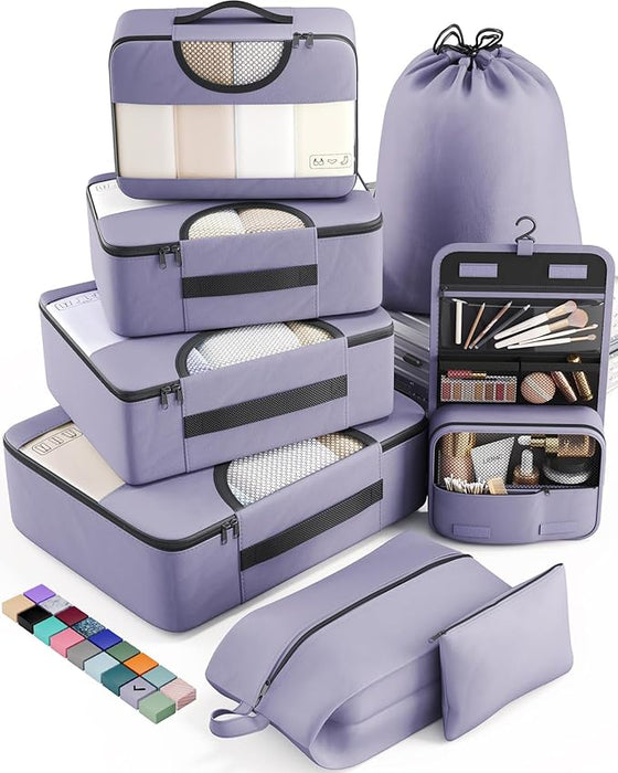 8 Set Packing Cubes for Suitcases and Carry On, Organizers for Travel Essentials  (20 colors)