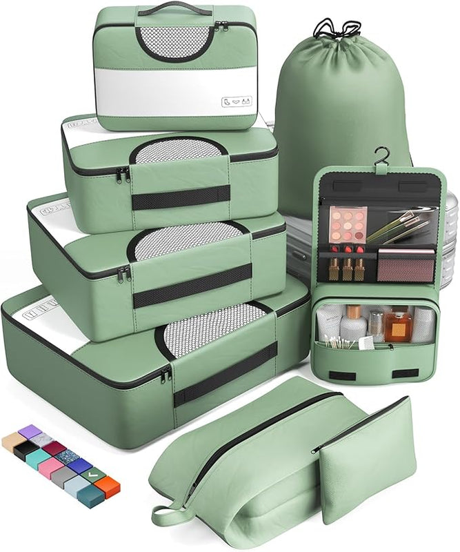 8 Set Packing Cubes for Suitcases and Carry On, Organizers for Travel Essentials  (20 colors)