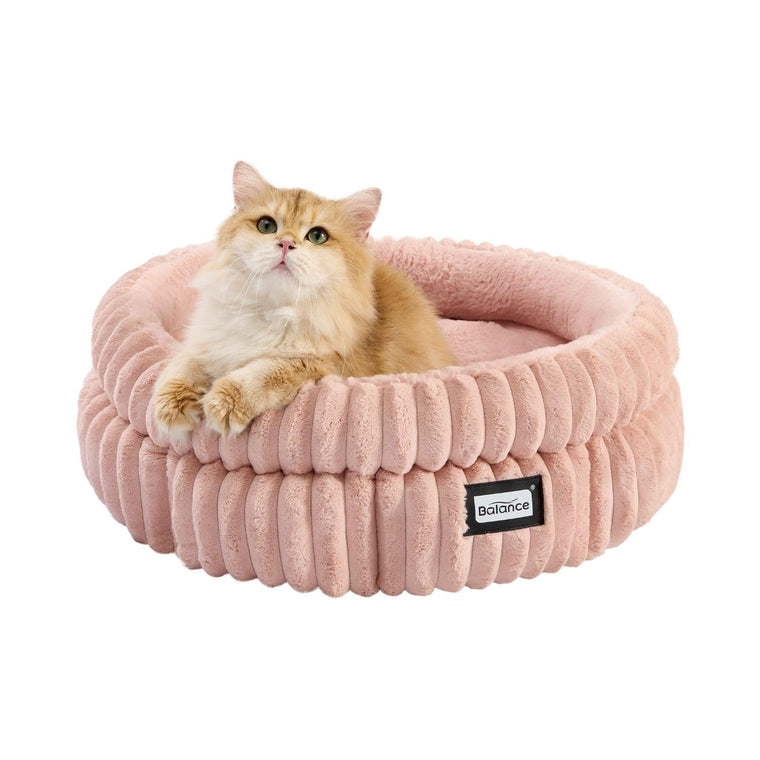 Round Puppy and Cat Bed, Soft Faux Fur w/Non-Slip Bottom  (4 colors)