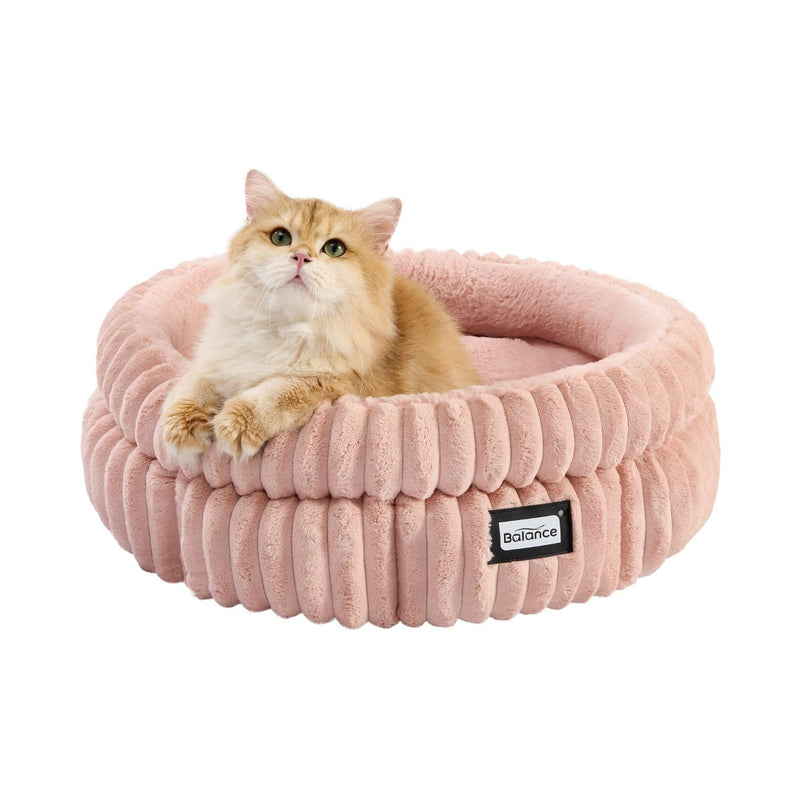 Round Puppy and Cat Bed, Soft Faux Fur w/Non-Slip Bottom  (4 colors)