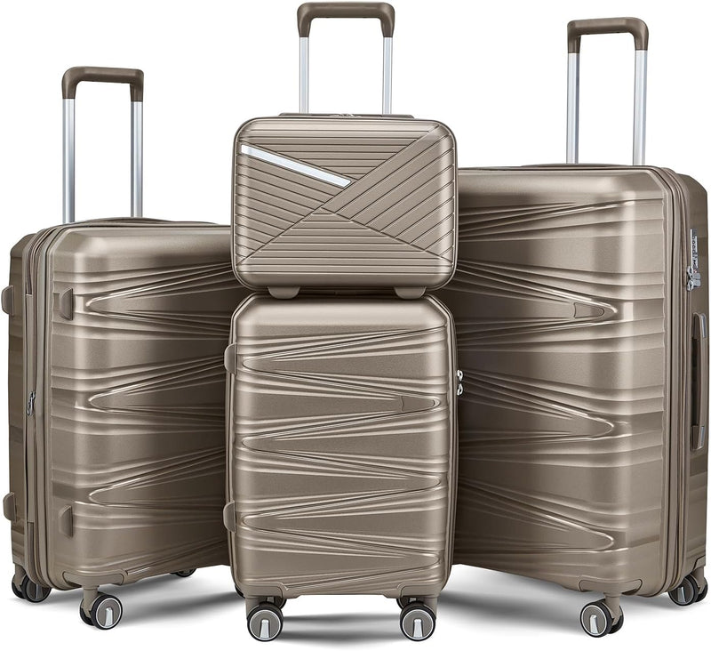 4-Piece Hard Shell Expandable Luggage Set w/360° Double Spinner Wheels and TSA Locks  (3 colors)