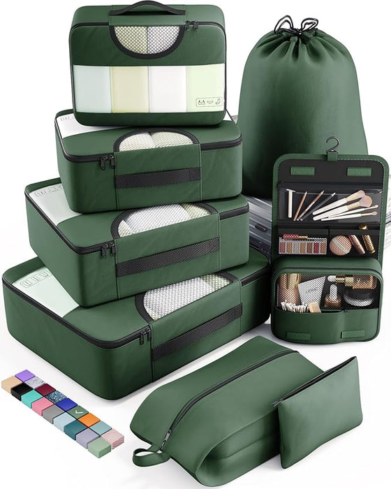 8 Set Packing Cubes for Suitcases and Carry On, Organizers for Travel Essentials  (20 colors)
