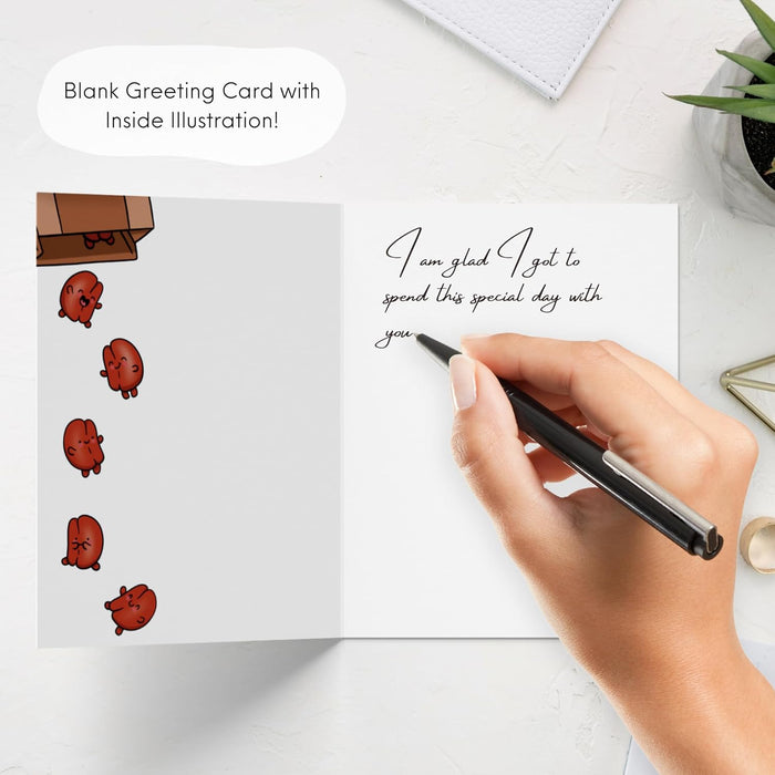 Coffee Themed "You're My Favorite Human Bean" Blank Greeting Card with Envelope