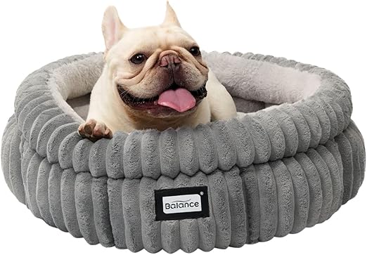 Round Puppy and Cat Bed, Soft Faux Fur w/Non-Slip Bottom  (4 colors)