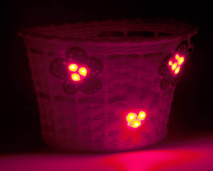 Schwinn Girl's Bicycle Lighted Basket, Pink and Blue Flowers