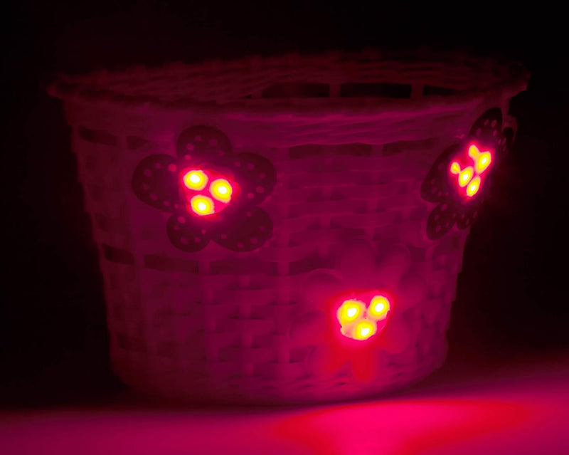 Schwinn Girl's Bicycle Lighted Basket, Pink and Blue Flowers