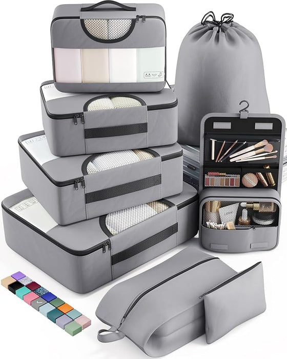 8 Set Packing Cubes for Suitcases and Carry On, Organizers for Travel Essentials  (20 colors)