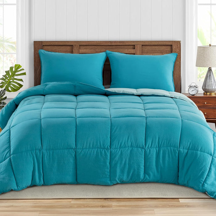 All Season Down Alternative Reversible Quilted Comforter Set w/Shams  (17 colors)