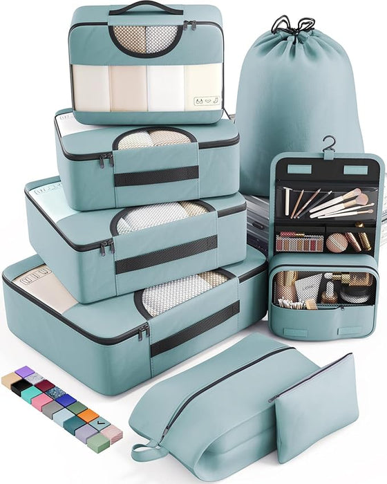 8 Set Packing Cubes for Suitcases and Carry On, Organizers for Travel Essentials  (20 colors)