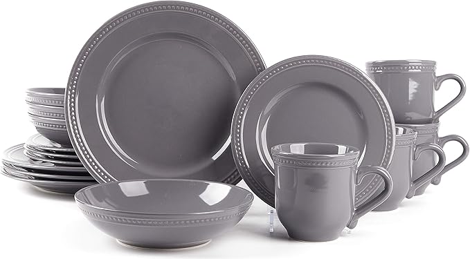 16-Pc Pearl Dots Embossed Stoneware Dinnerware Set, Service for 4  (7 colors)