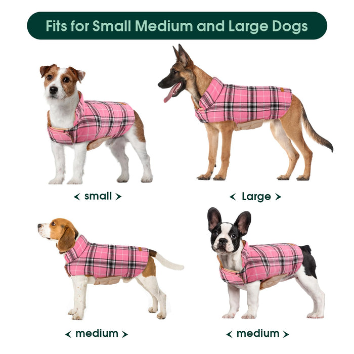 Reversible Winter Dog Jacket, Waterproof Coat, British Style Plaid Dog Vest  (10 colors)