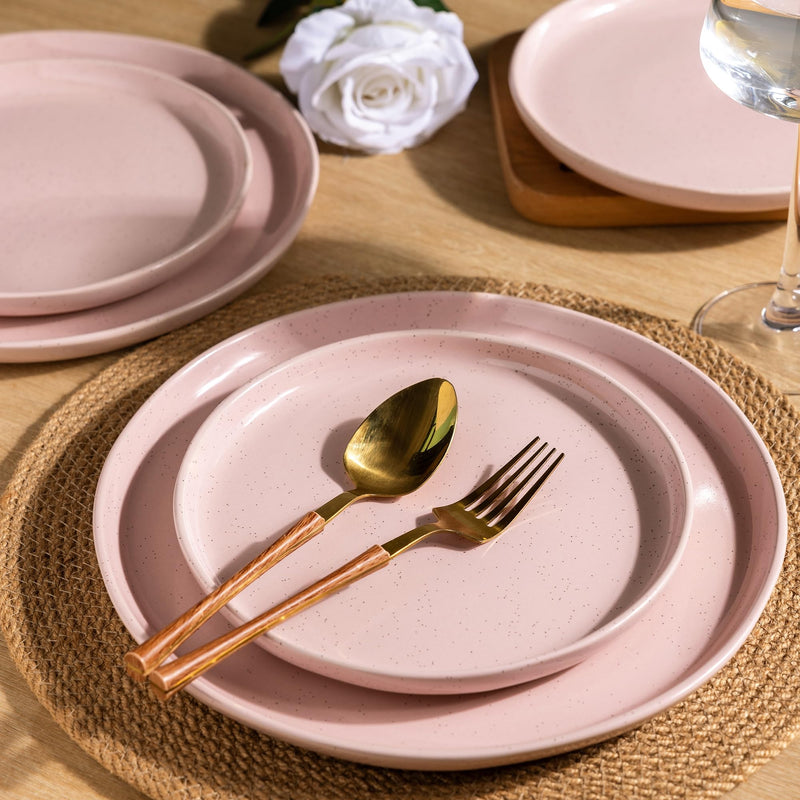Hand Painted Ceramic Dinnerware Set for 4, 12 Pieces  (5 colors)