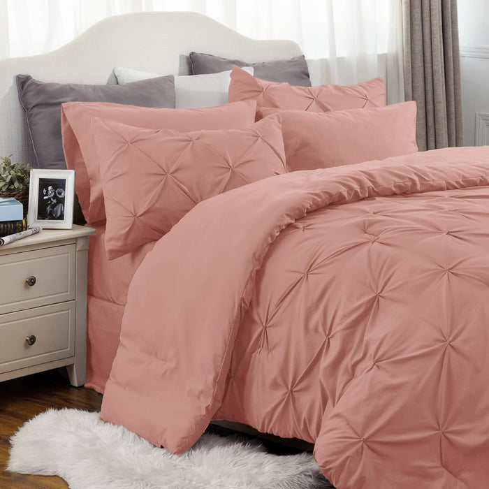 8 Pieces Complete Microfiber Comforter Bedding Set w/Sheets, Pillowcases & Shams, 5 Sizes  (30 colors)